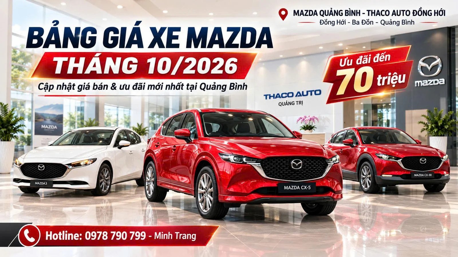 Bảng Giá Xe Mazda Tháng 10/2026 Quảng Bình – Ưu Đãi Mới Nhất | Thaco Quảng Bình