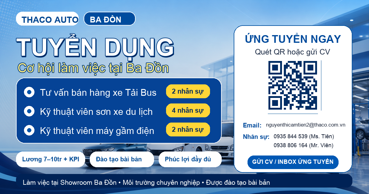 THACO Auto Ba Đồn tuyển dụng nhân sự ô tô
